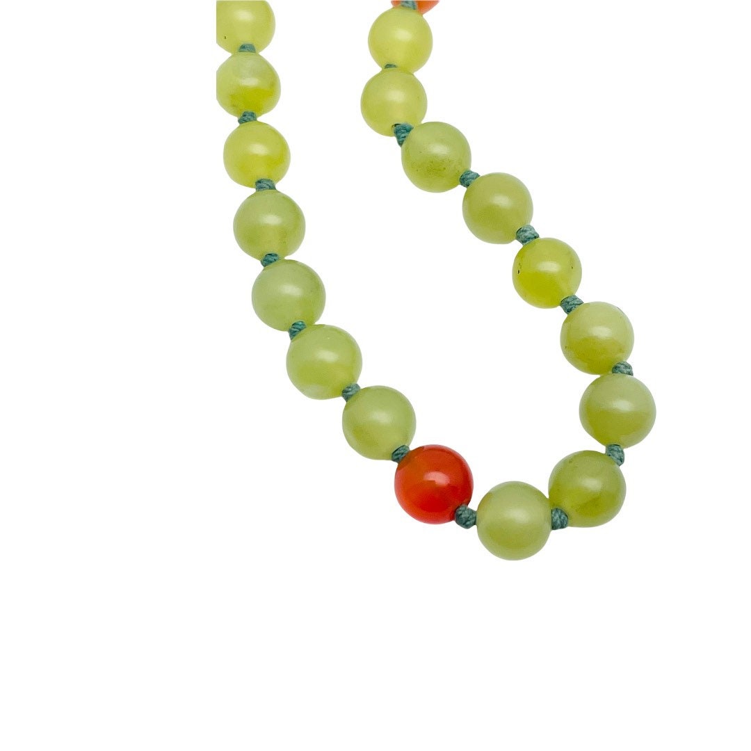 Chinese Jade Cloisonné Sterling Silver Double Hand Knotted Silk Cord Necklace