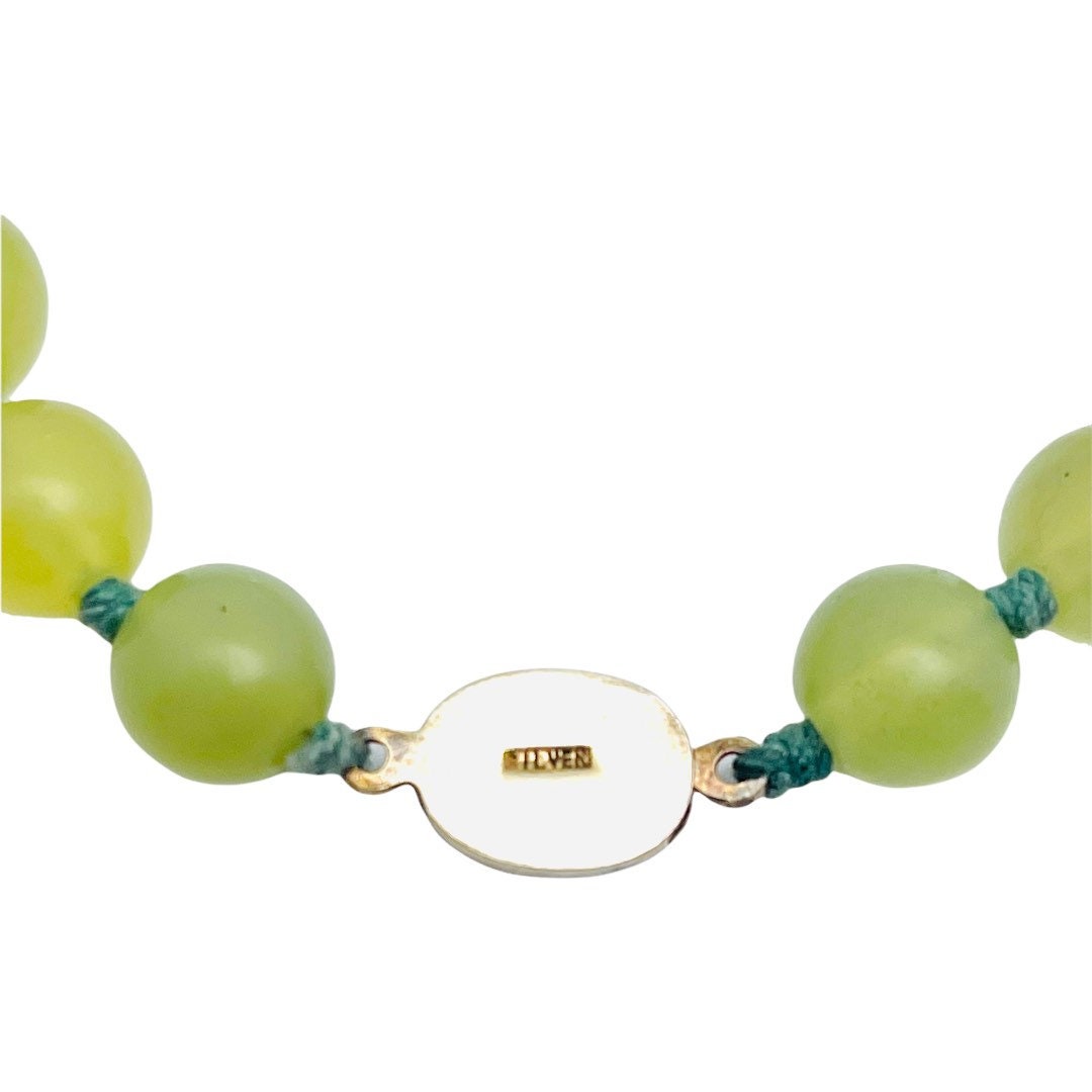 Chinese Jade Cloisonné Sterling Silver Double Hand Knotted Silk Cord Necklace