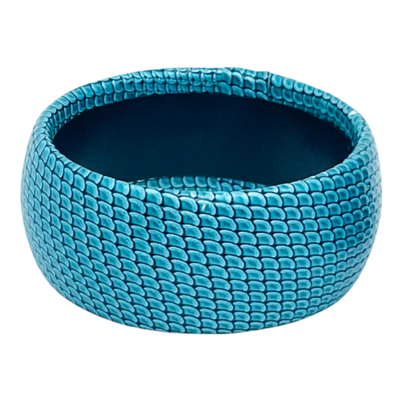 Lot of 2 Aqua Blue Faux Leather Cuff and Bangle Bracelets