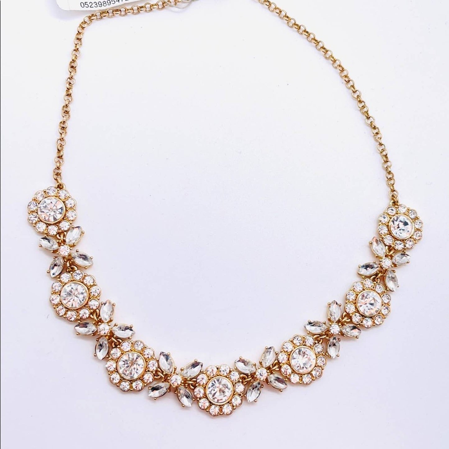 NWT Gold-Tone Crystal & Stone Floral Statement Necklace, 17" + 2" extender