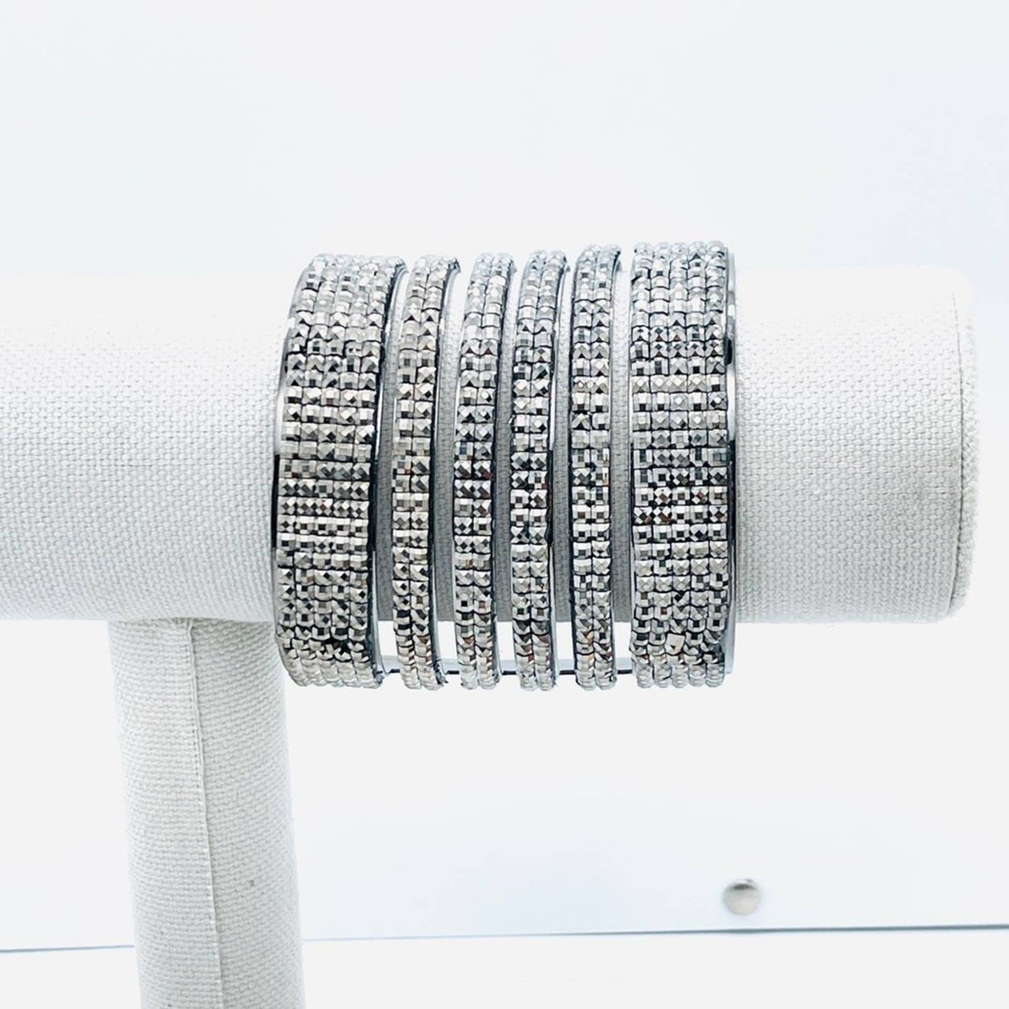 NWOT Multilayer Gunmetal/Black Sparkling Rhinestone Cuff Statement Bracelet