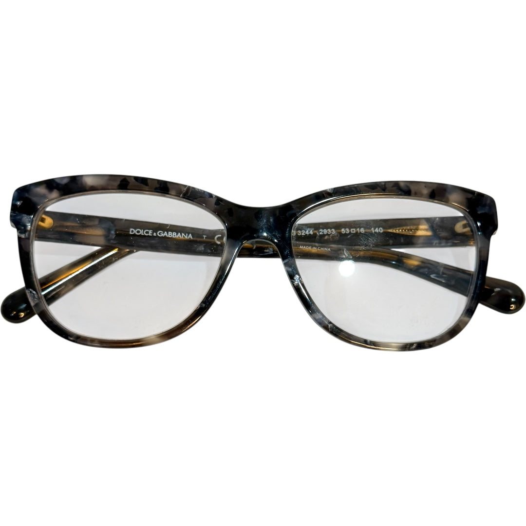 DOLCE & GABBANA Prescription Glasses Designer Luxury Frames DG 3244 2933 53[]16 140 Blue Green Marble Unisex Gray Grey Logo Quiet Luxury