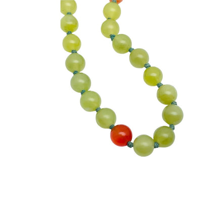 Chinese Jade Cloisonné Sterling Silver Double Hand Knotted Silk Cord Necklace