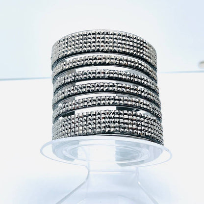 NWOT Multilayer Gunmetal/Black Sparkling Rhinestone Cuff Statement Bracelet