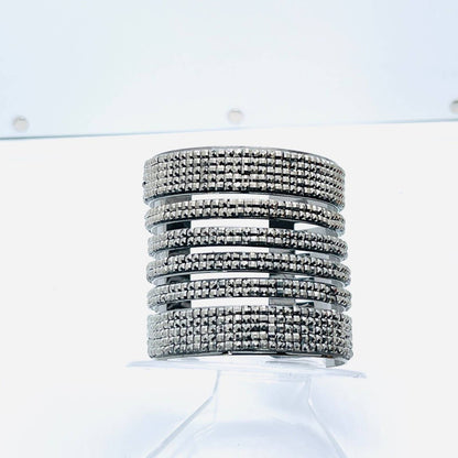 NWOT Multilayer Gunmetal/Black Sparkling Rhinestone Cuff Statement Bracelet